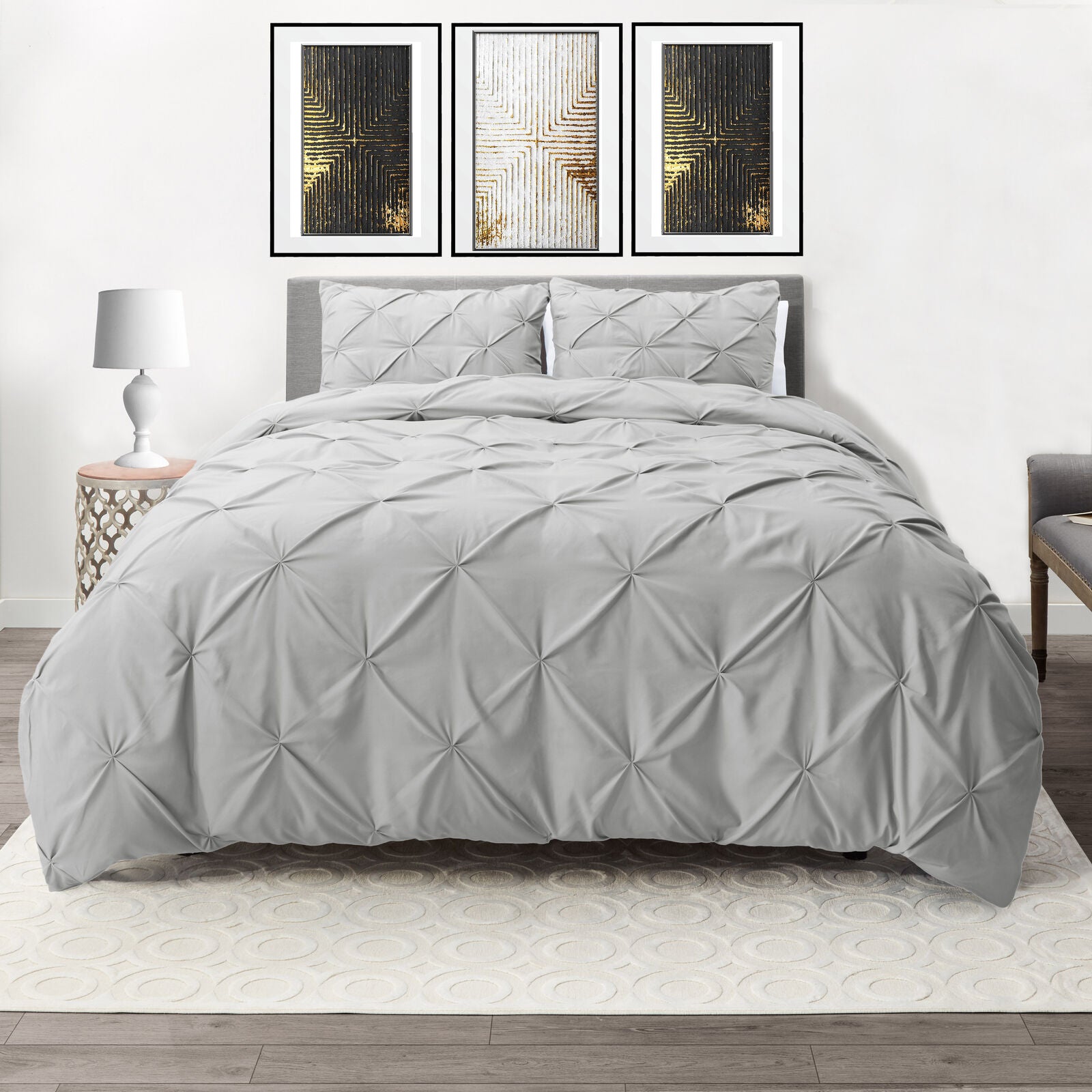 Bedding - Down Alternative Comforter Set - King Queen Twin Duvet Insert & Shams - Twin/Twin XL / Silver
