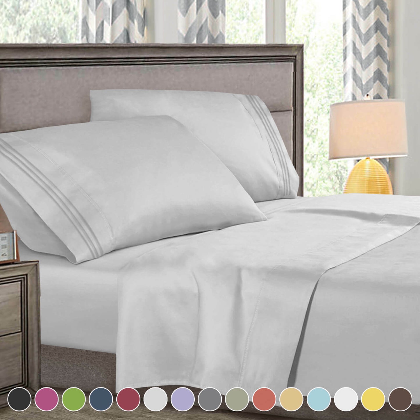 Bed Sheets - 4-Piece Deep Pocket Bed Sheet Set - 1800 Collection Hotel Quality - Queen / Silver