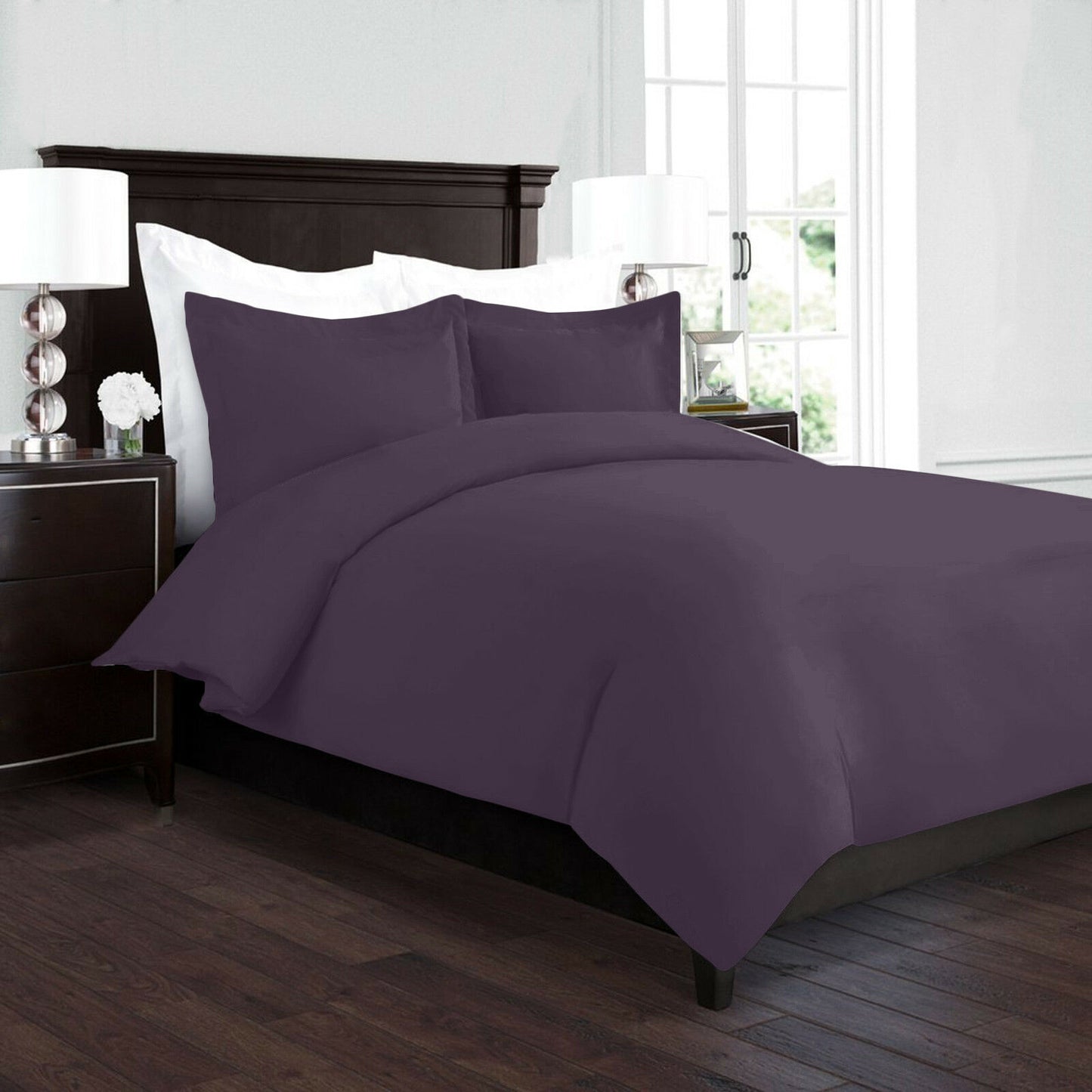 Bedding - Duvet Cover Set - King Queen Full Twin Cal-King - 3 Piece - 22 Colors - Twin / Purple