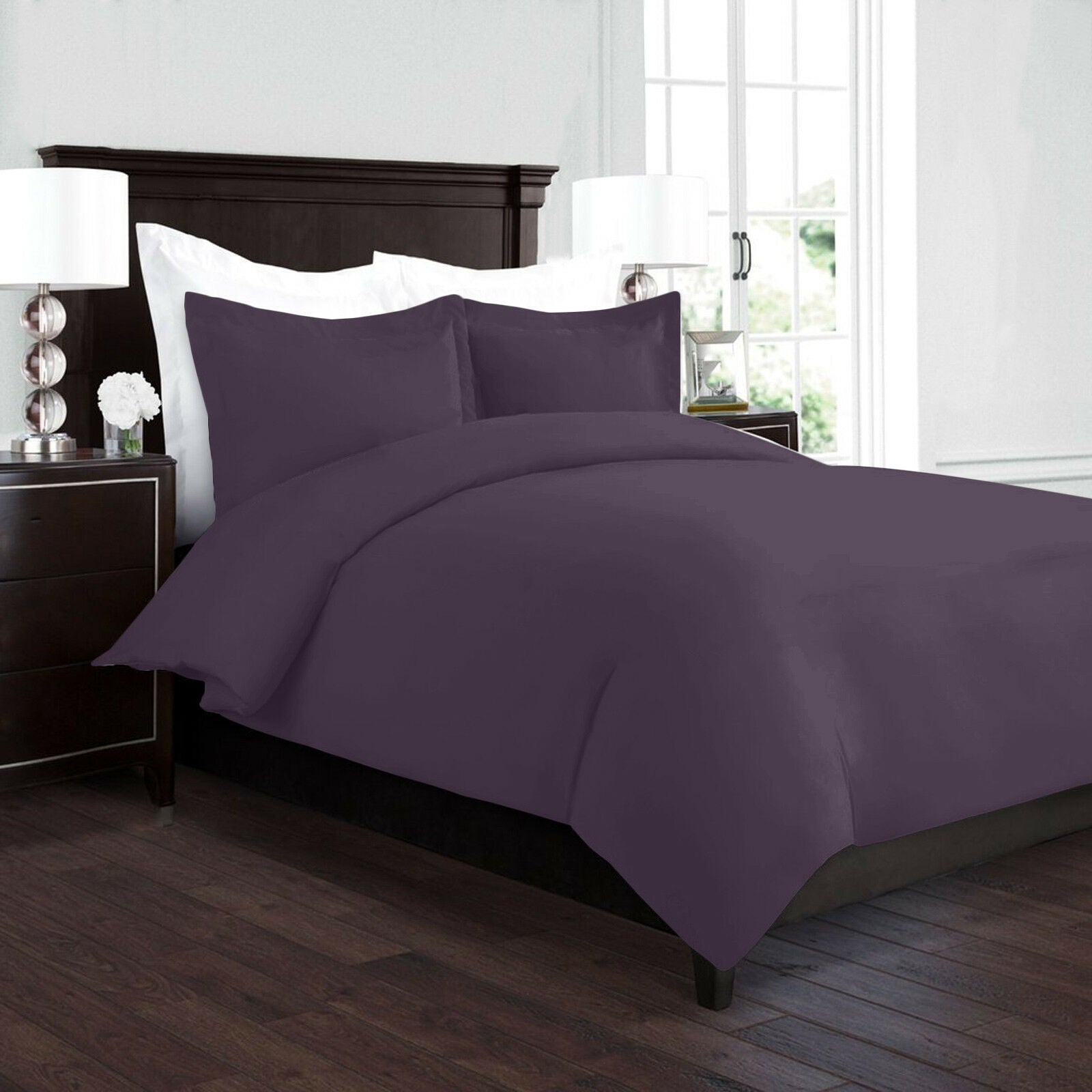 Bedding - Duvet Cover Set - King Queen Full Twin Cal-King - 3 Piece - 22 Colors - Twin / Purple