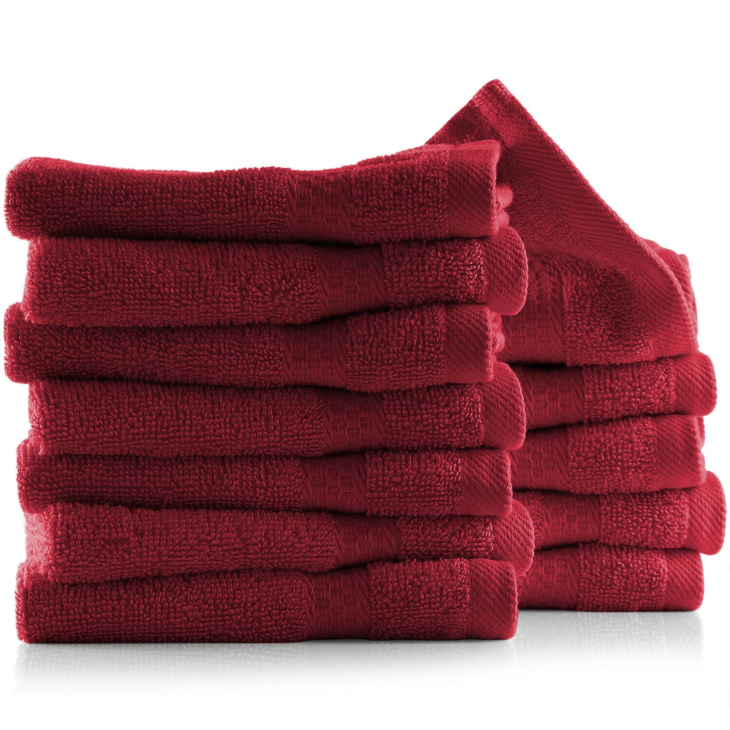 Bath Towels & Washcloths - Face Washcloths Set - 12 Pack Soft 100% Cotton Luxury Towel Face Cloths - Burgundy Red