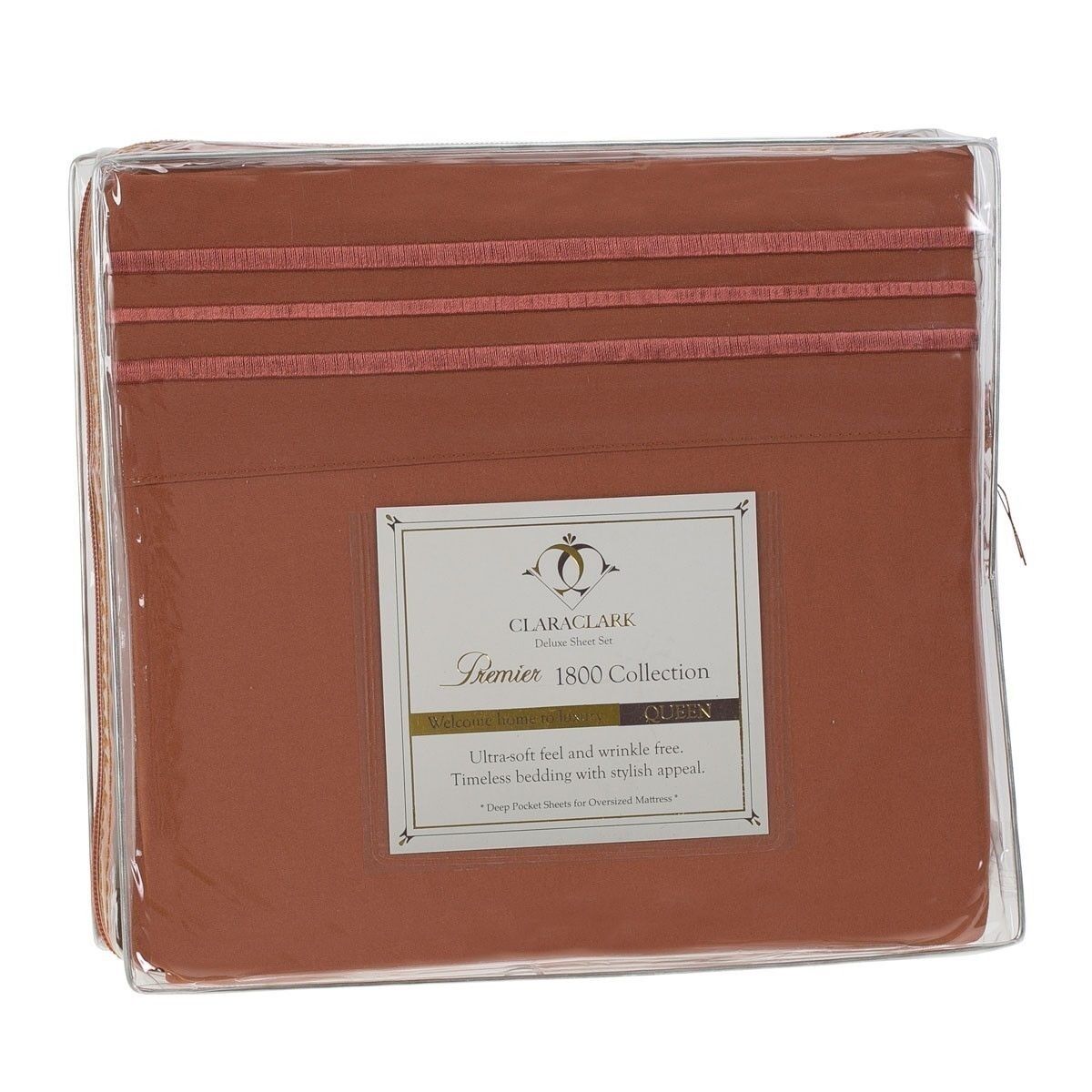 Bed Sheets - Deep Pocket Bed Sheets- 4 Piece Set, Queen, King, Twin, or Full Size - King / Brown Rust