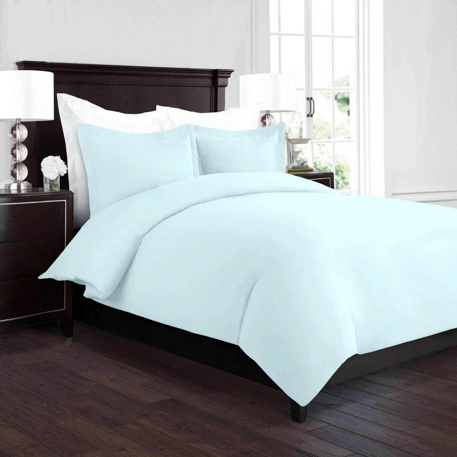 Bedding - Duvet Cover Set - King Queen Full Twin Cal-King - 3 Piece - 22 Colors - Full / Light Blue