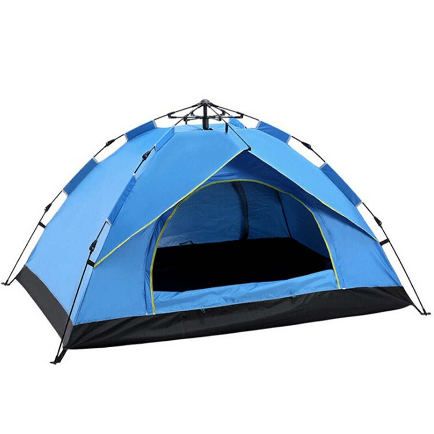 Tents - Tent Camping Pop Up Tent - 3-4 People Waterproof Outdoor Canopy - 3-4 Person / Blue