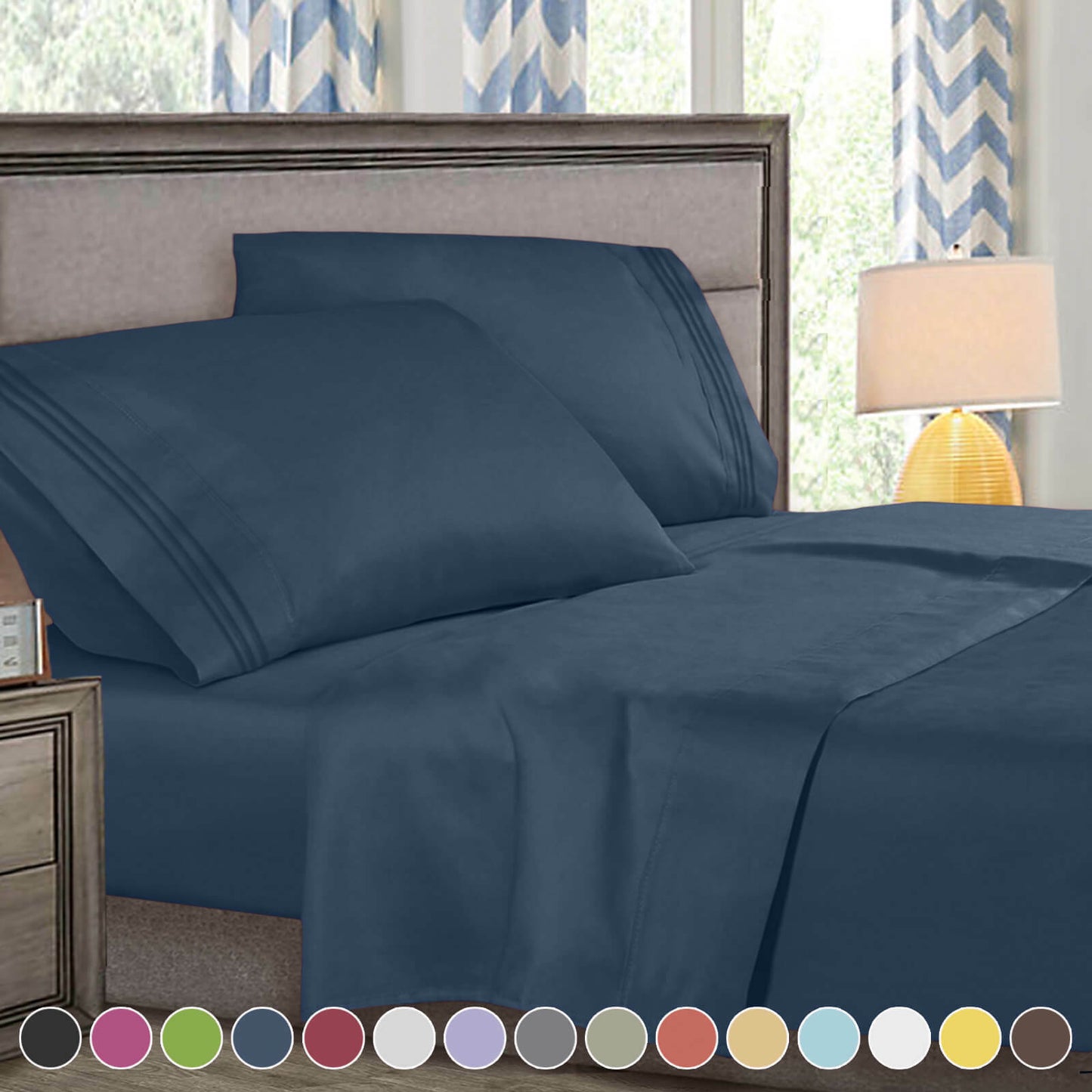 Bed Sheets - 4-Piece Deep Pocket Bed Sheet Set - 1800 Collection Hotel Quality - Queen / Blue