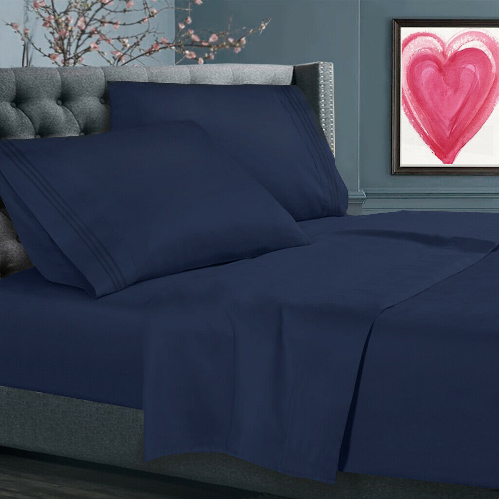 Bed Sheets - All Sizes Bed Sheets - 4 Piece Bed Sheet Set, All Colors Available - Blue / California King