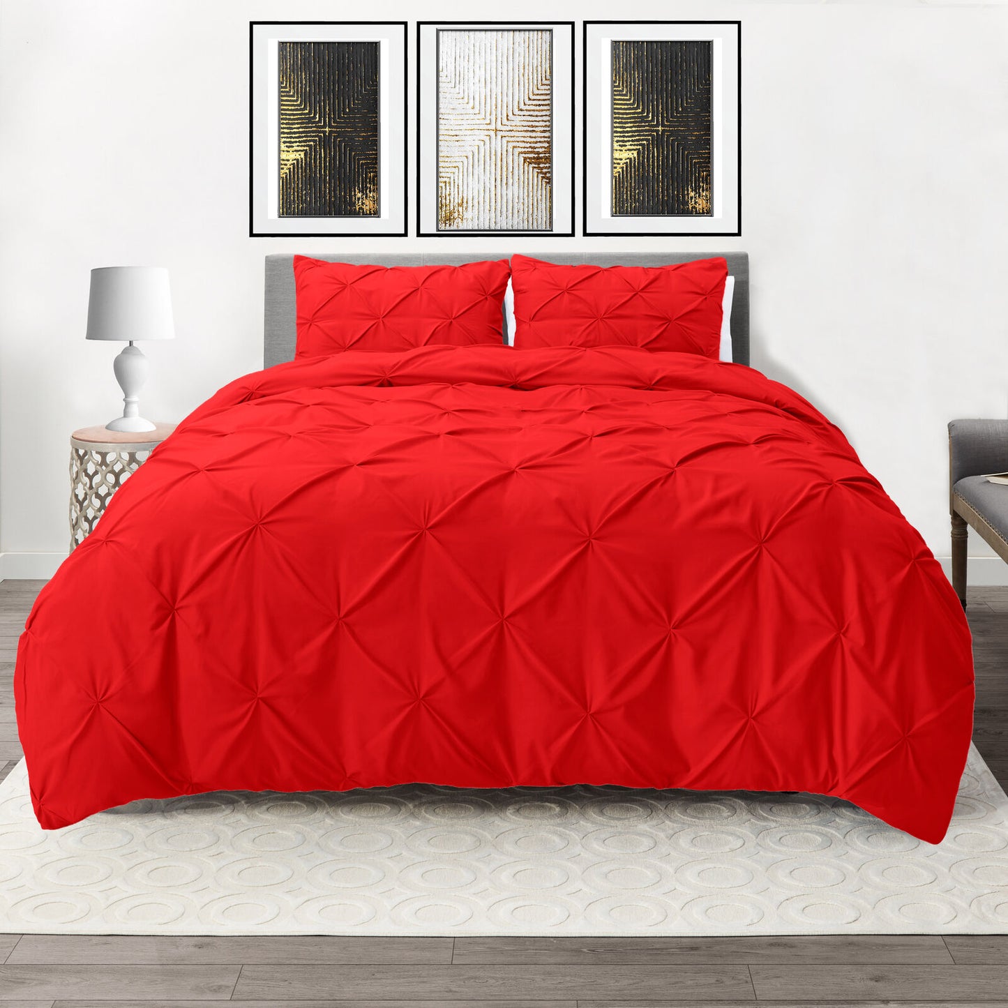 Bedding - Down Alternative Comforter Set - King Queen Twin Duvet Insert & Shams - Queen/Full / Cherry Red