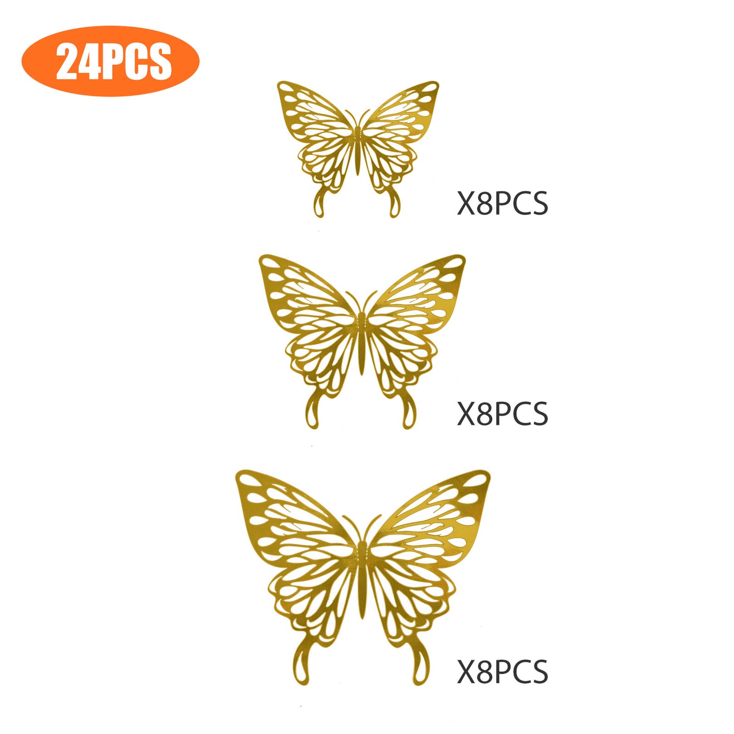 - Home Decor 3D Butterfly Wall Stickers- Art Wall Decorations 12pcs - Gold D / 12 PCS