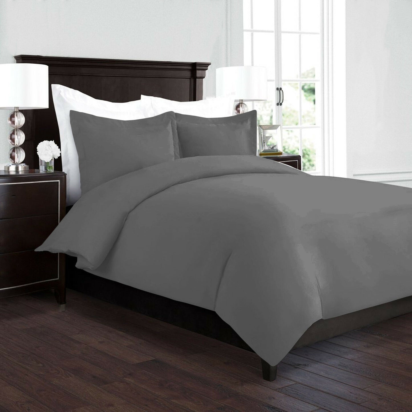 Bedding - Duvet Cover Set - King Queen Full Twin Cal-King - 3 Piece - 22 Colors - Twin / Gray
