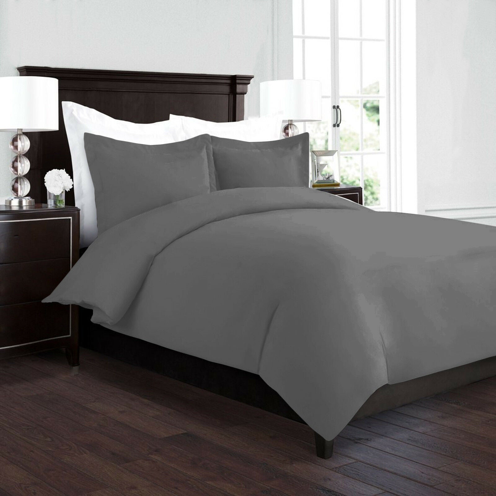 Bedding - Duvet Cover Set - King Queen Full Twin Cal-King - 3 Piece - 22 Colors - Twin / Gray