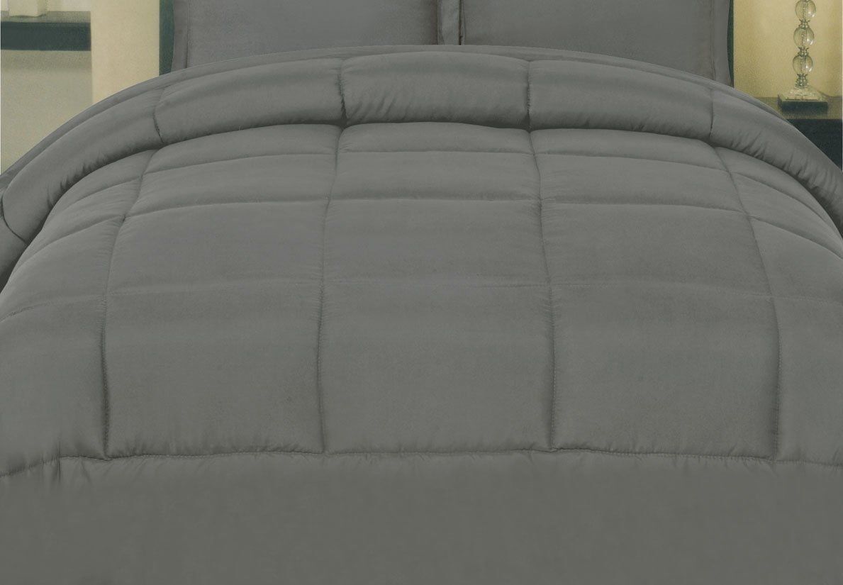 Quilts & Comforters - Goose Down Alternative Comforter - All Season Reversible Blanket - Full/Queen / Gray