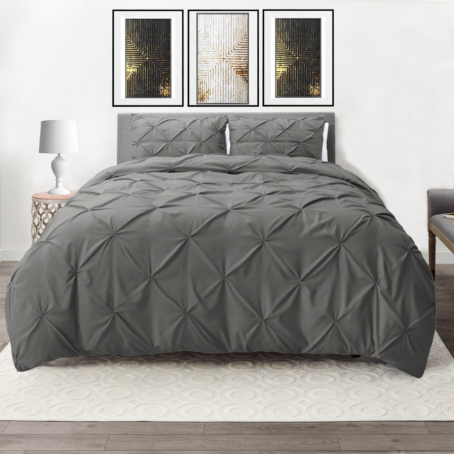 Bedding - Down Alternative Comforter Set - King Queen Twin Duvet Insert & Shams - King/Cal King / Gray