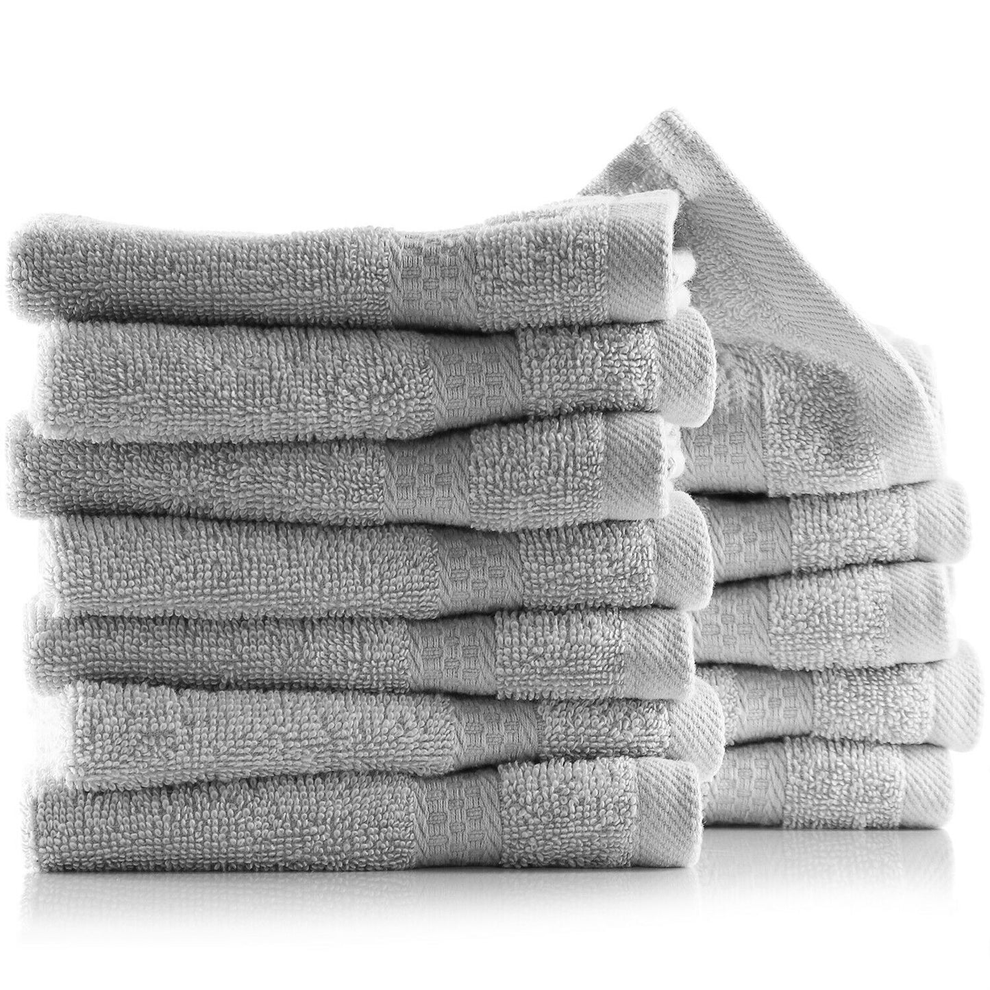 Bath Towels & Washcloths - Face Washcloths Set - 12 Pack Soft 100% Cotton Luxury Towel Face Cloths - Gray