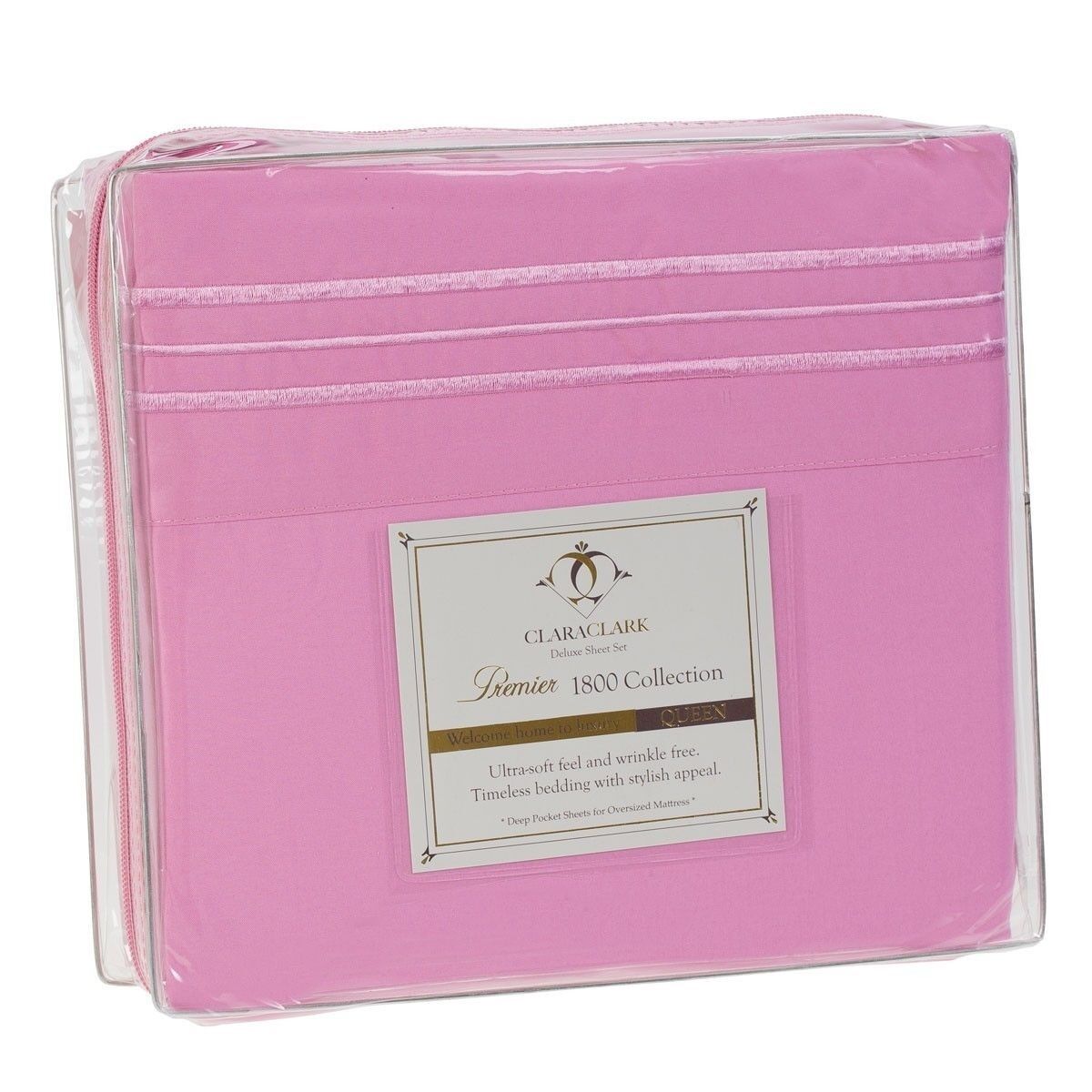 Bed Sheets - Deep Pocket Bed Sheets- 4 Piece Set, Queen, King, Twin, or Full Size - King / Pink