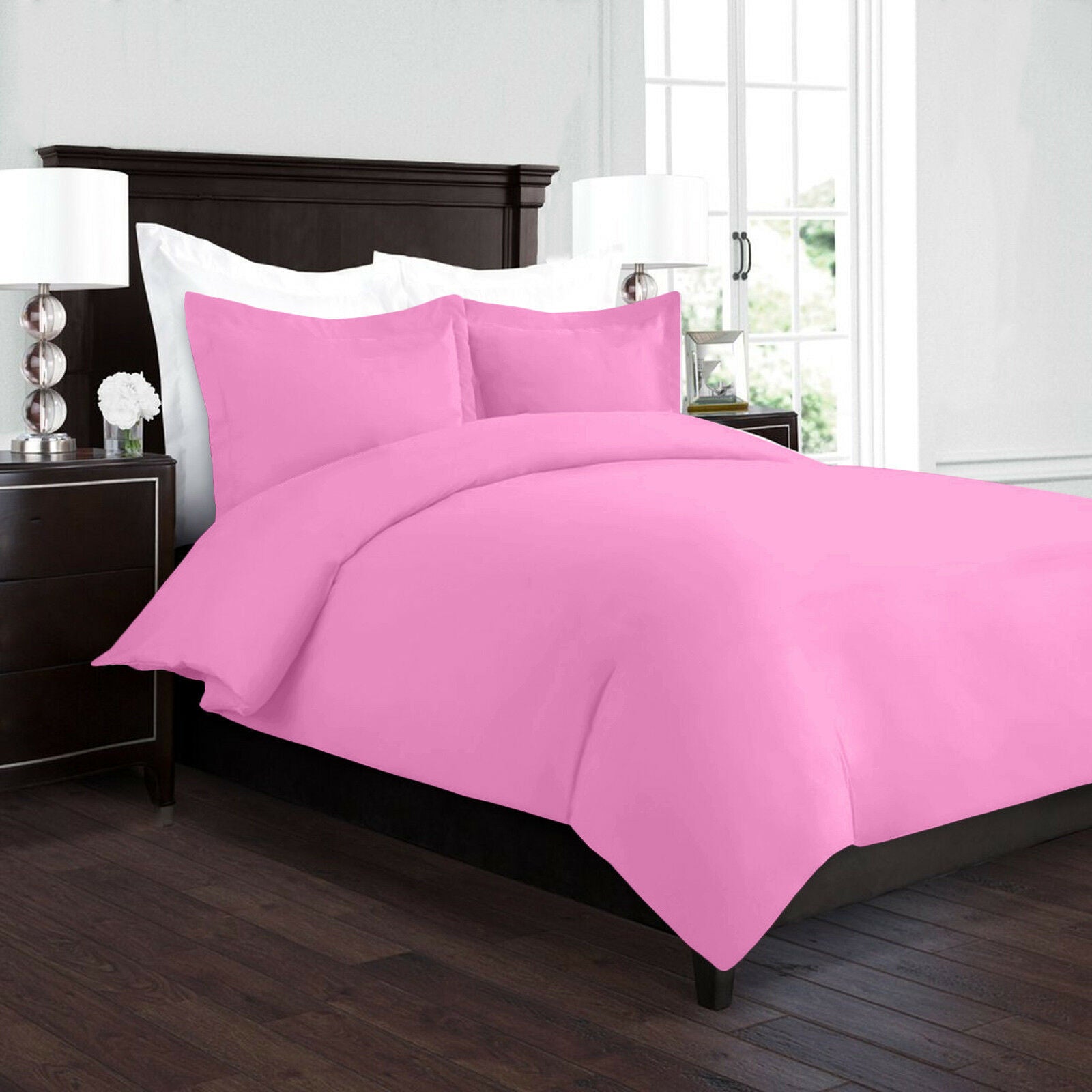 Bedding - Duvet Cover Set - King Queen Full Twin Cal-King - 3 Piece - 22 Colors - Twin / Pink