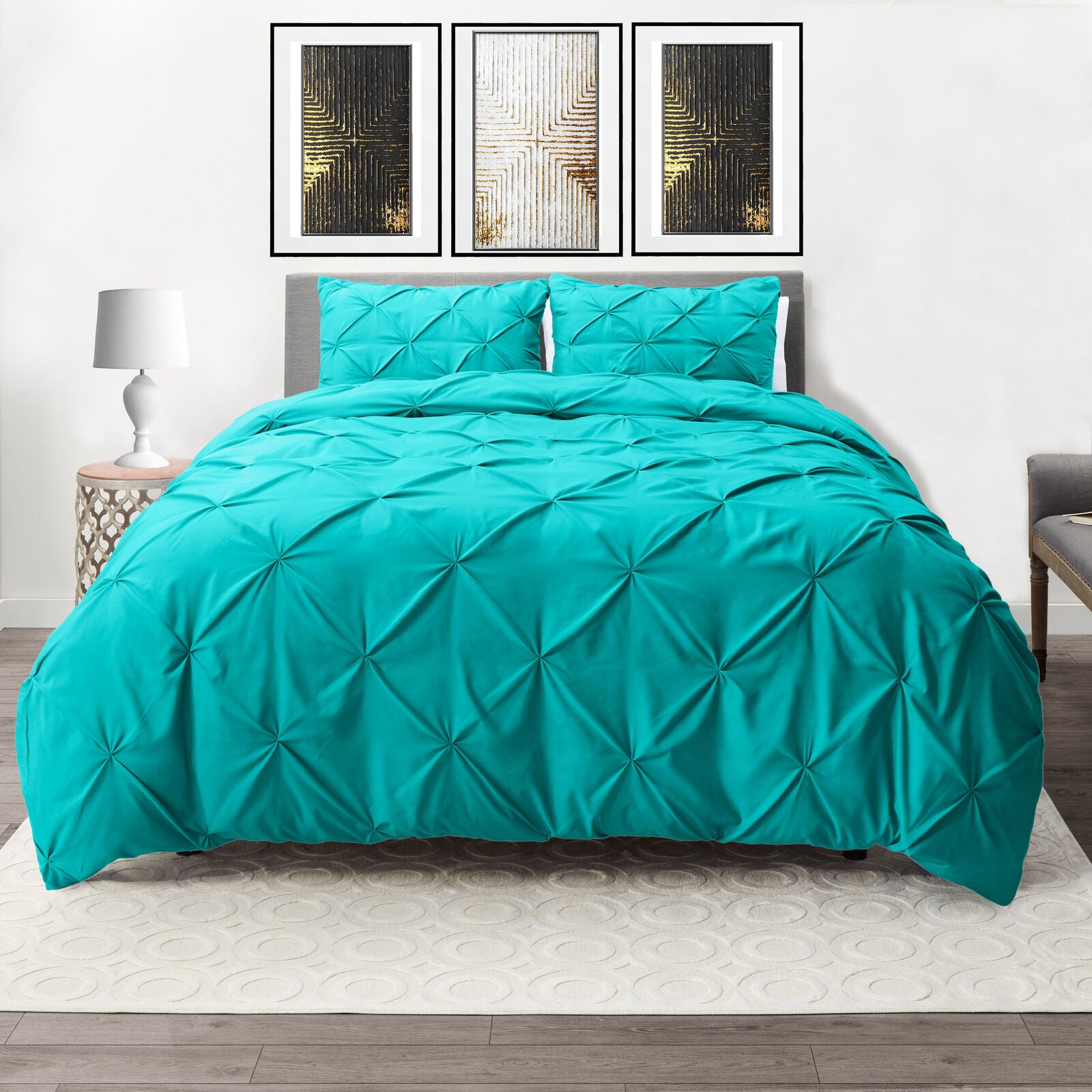 Bedding - Down Alternative Comforter Set - King Queen Twin Duvet Insert & Shams - Twin/Twin XL / Teal