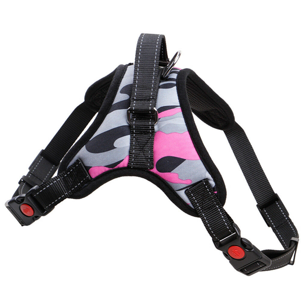 Pet Leashes - Dog Harness - No Pull Adjustable Reflective Vest - XS S M L XXl - XXL / Pink Camouflage