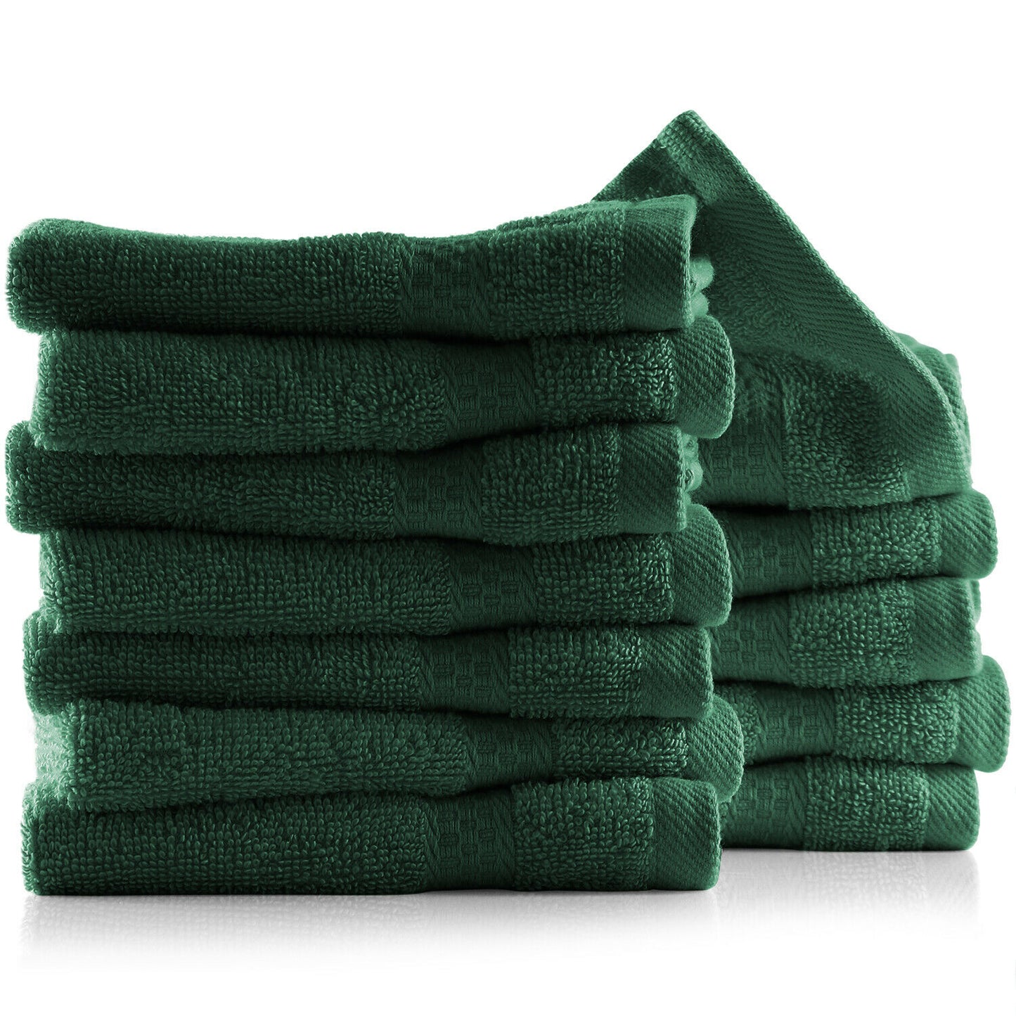 Bath Towels & Washcloths - Face Washcloths Set - 12 Pack Soft 100% Cotton Luxury Towel Face Cloths - Hunter Green