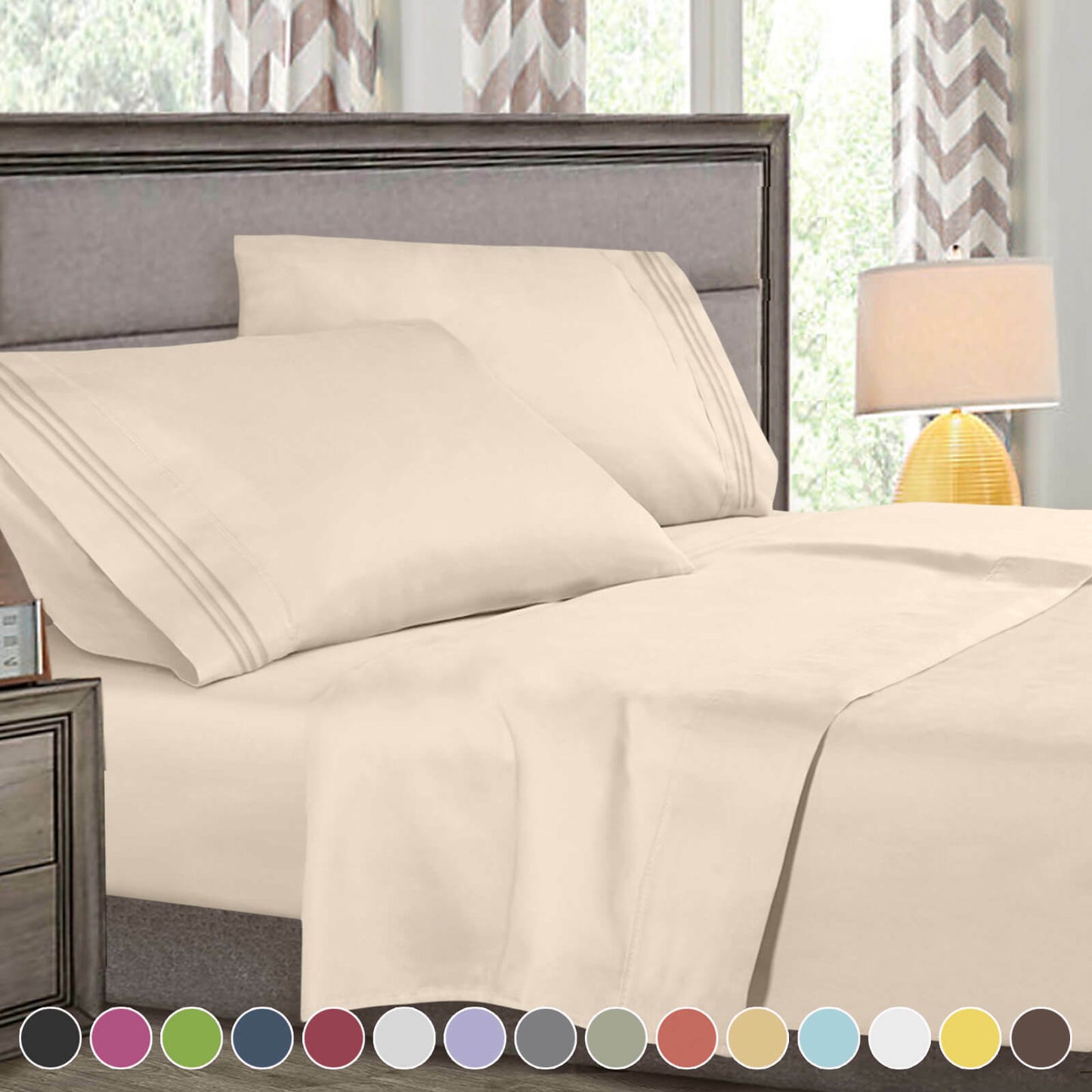 Bed Sheets - 4-Piece Deep Pocket Bed Sheet Set - 1800 Collection Hotel Quality - King / Beige