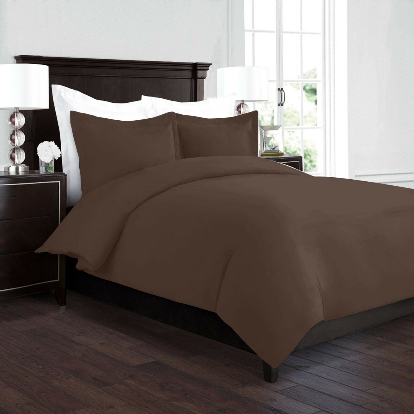 Bedding - Duvet Cover Set - King Queen Full Twin Cal-King - 3 Piece - 22 Colors - Twin / Brown