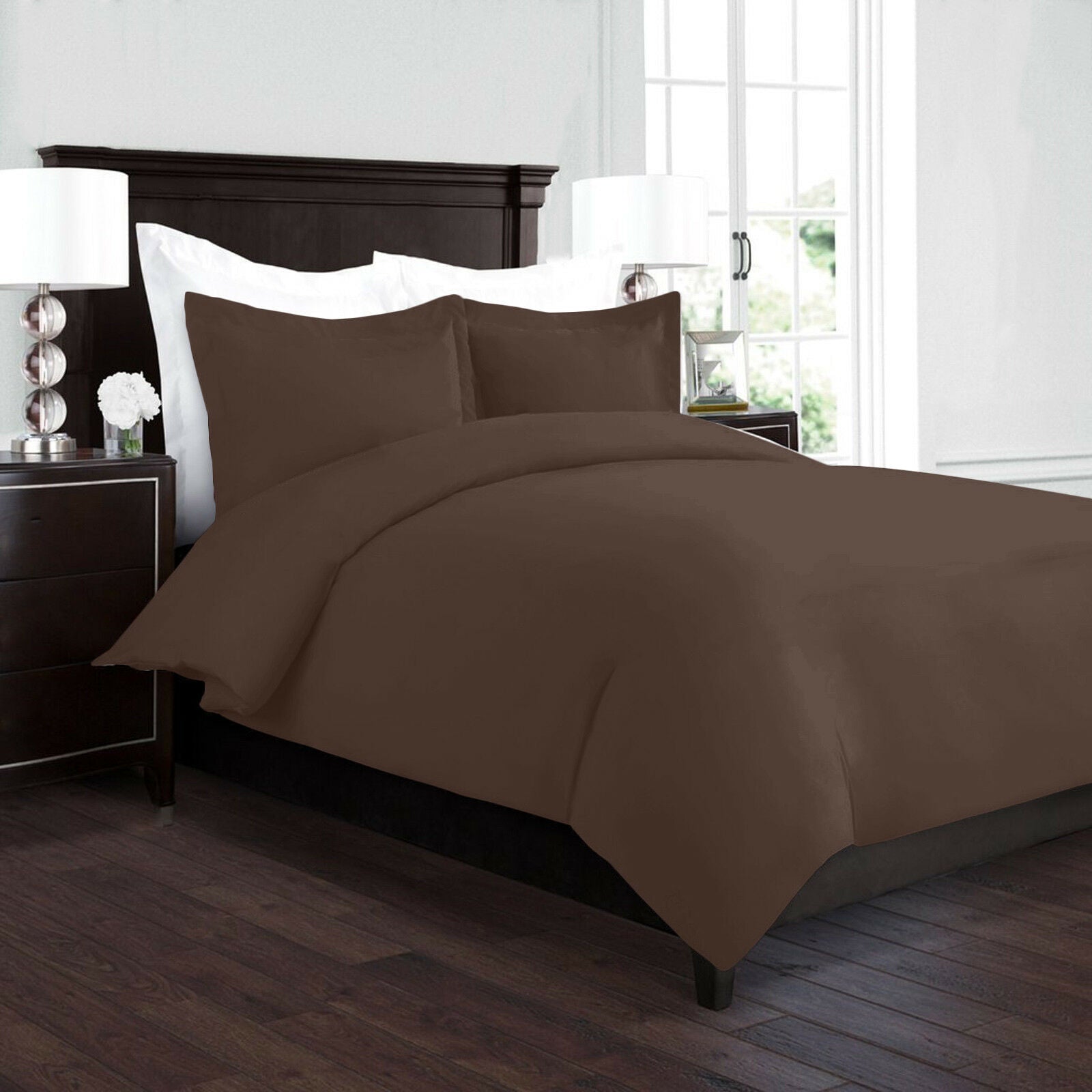 Bedding - Duvet Cover Set - King Queen Full Twin Cal-King - 3 Piece - 22 Colors - Twin / Brown