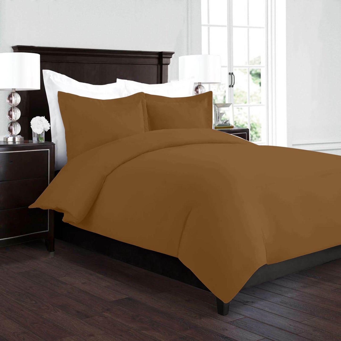 Bedding - Duvet Cover Set - King Queen Full Twin Cal-King - 3 Piece - 22 Colors - Full / Mocha Bronze