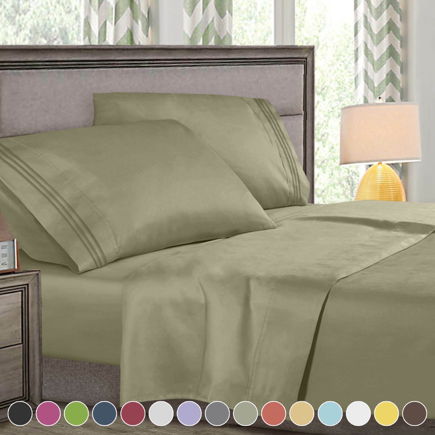 Bed Sheets - 4-Piece Deep Pocket Bed Sheet Set - 1800 Collection Hotel Quality - Queen / Green