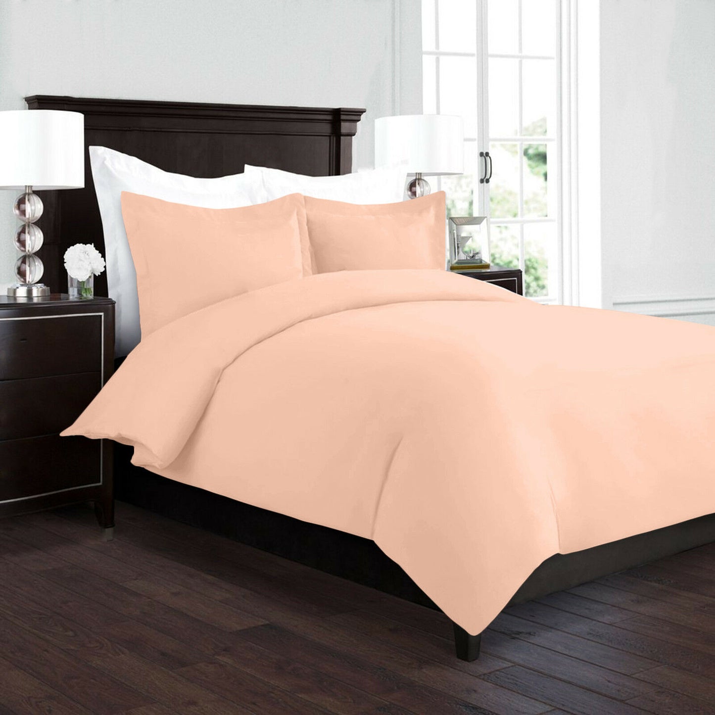 Bedding - Duvet Cover Set - King Queen Full Twin Cal-King - 3 Piece - 22 Colors - Full / Peach