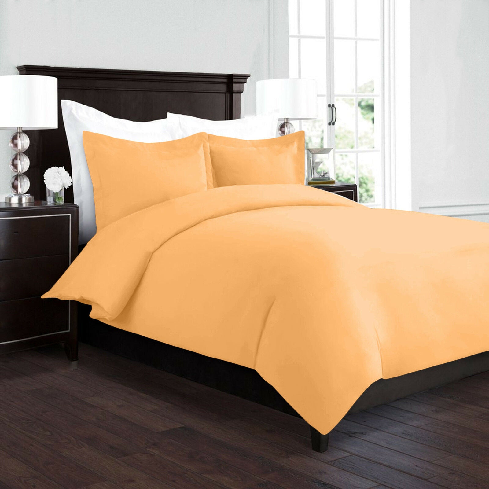 Bedding - Duvet Cover Set - King Queen Full Twin Cal-King - 3 Piece - 22 Colors - Full / Apricot Orange