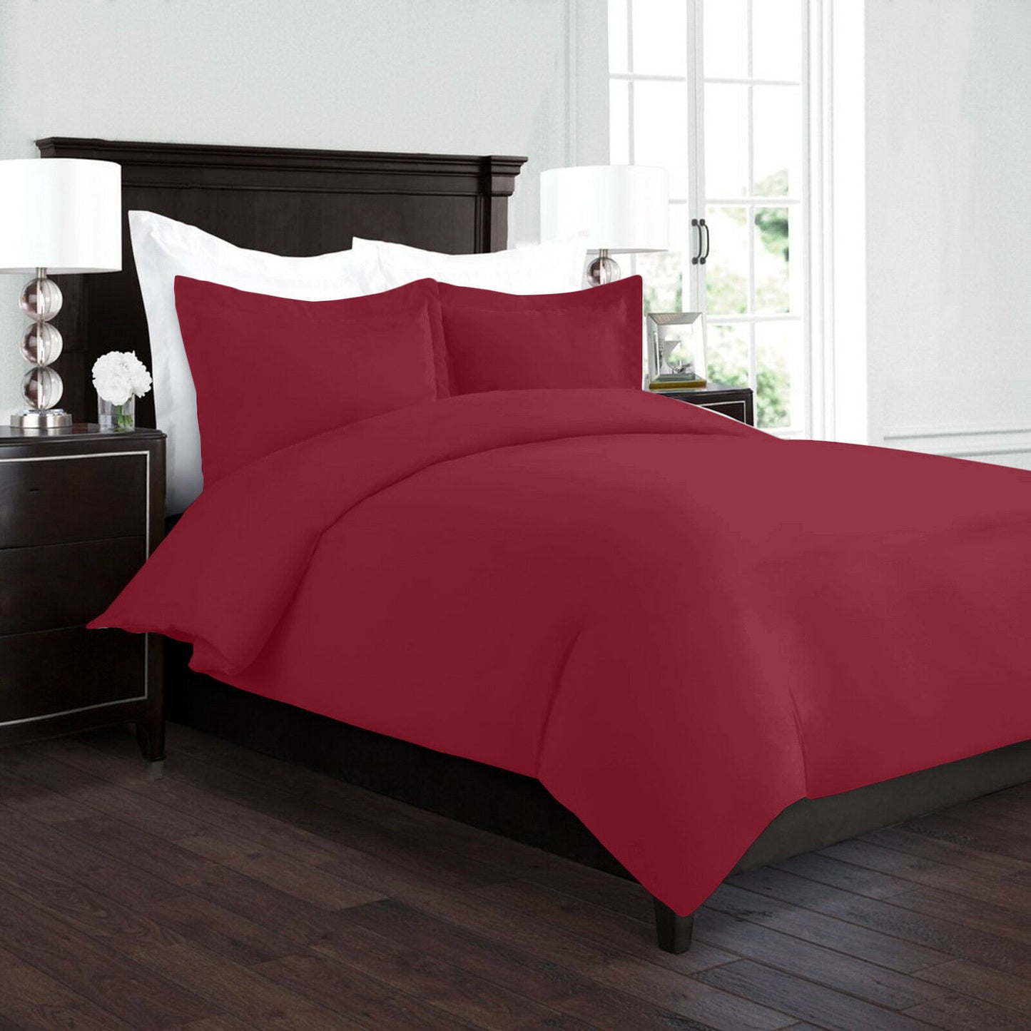 Bedding - Duvet Cover Set - King Queen Full Twin Cal-King - 3 Piece - 22 Colors - Full / Red