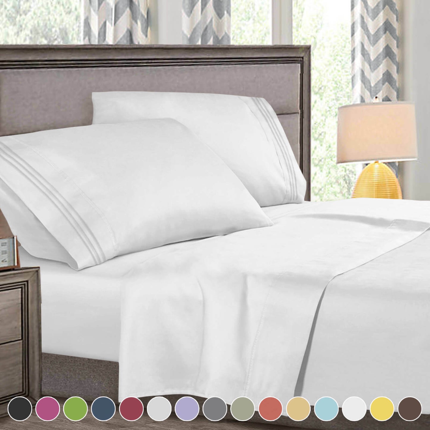 Bed Sheets - 4-Piece Deep Pocket Bed Sheet Set - 1800 Collection Hotel Quality - Queen / White