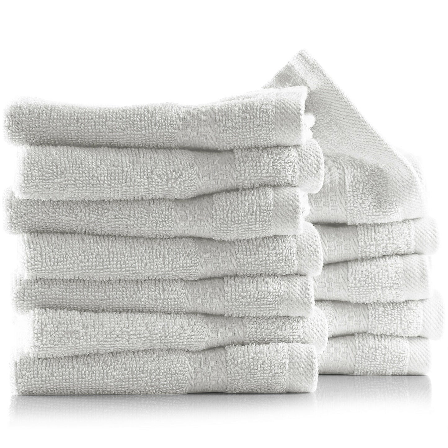 Bath Towels & Washcloths - Face Washcloths Set - 12 Pack Soft 100% Cotton Luxury Towel Face Cloths - White