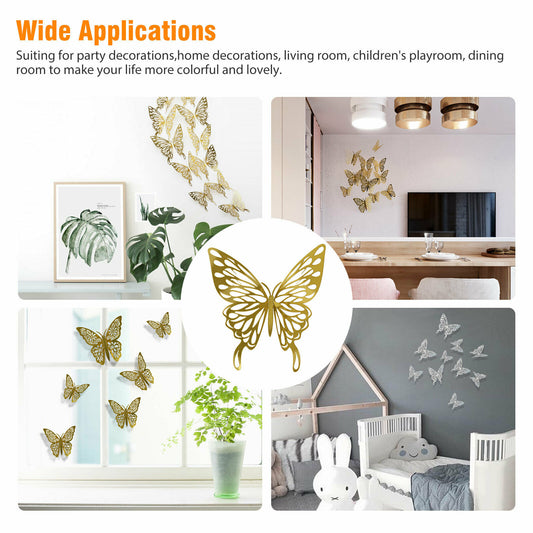 - Home Decor 3D Butterfly Wall Stickers- Art Wall Decorations 12pcs -