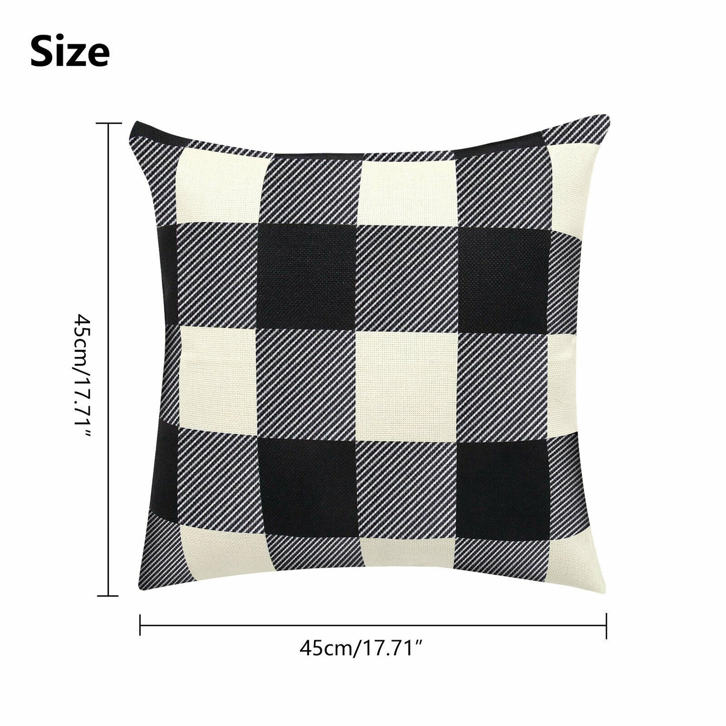 - Throw Pillow Cases - Buffalo Check Plaid Farmhouse - Black & White -