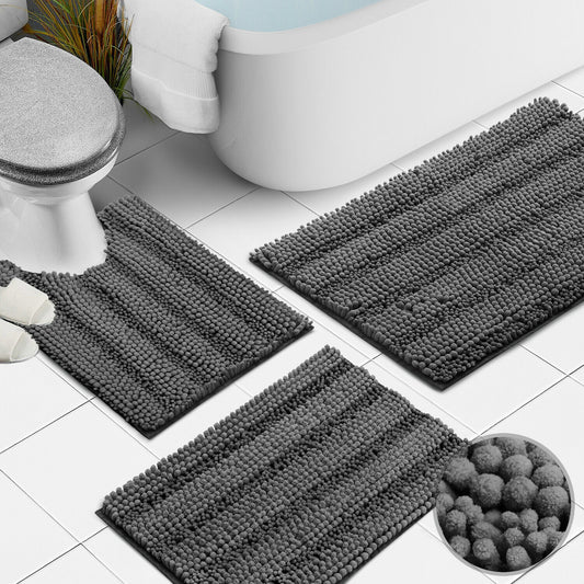 Bath Mats & Rugs - Bathroom Rugs & Bath Mat Set - 3 Piece Absorbent Chenille - 10 Colors! -
