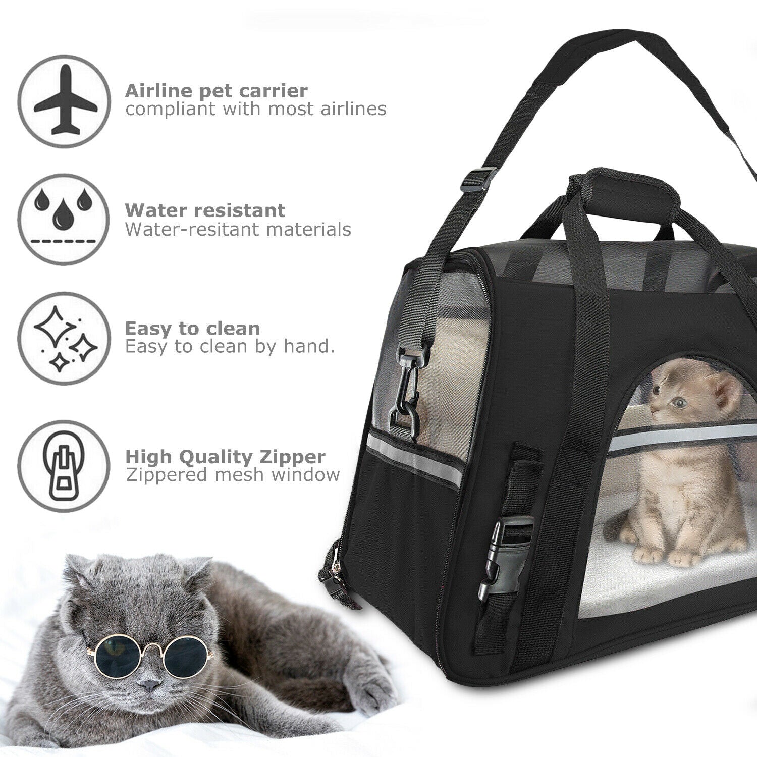 SUSSEXHOME Pets Small Pet Carrier For Small Dogs And Cats - Waterproof Soft  Pet Travel Bag With Meshed Window - TSA Approved Pet Carrier For Cat Travel  Bag - 7.9 X 13.8 X 7.9 Inch - Patterned