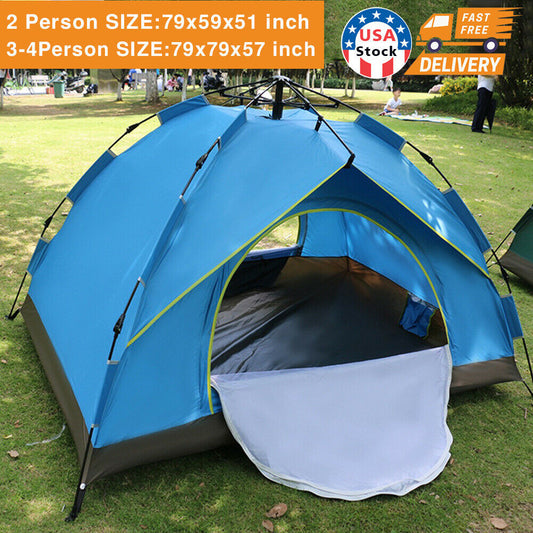 Tents - Tent Camping Pop Up Tent - 3-4 People Waterproof Outdoor Canopy -