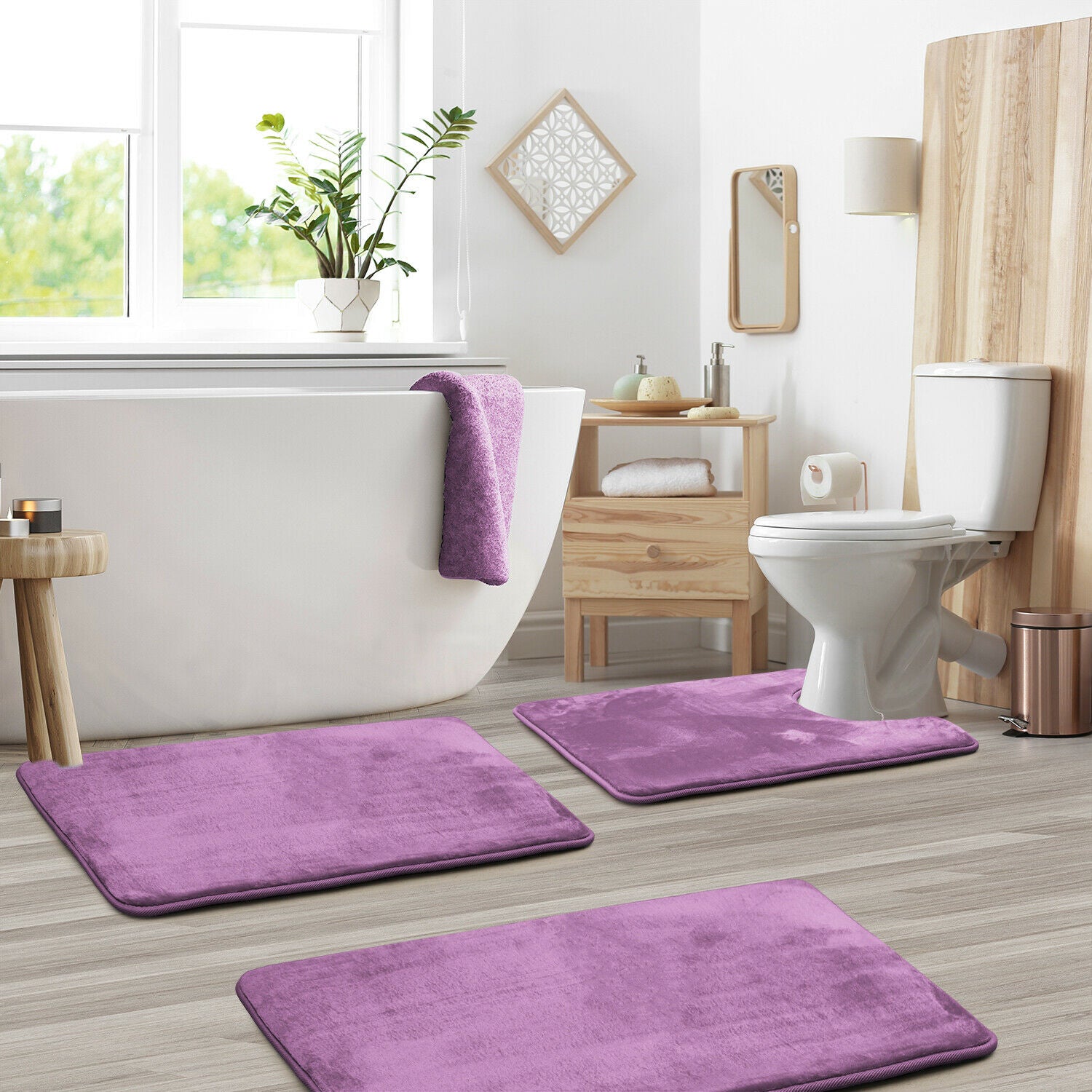 Bath Mats & Rugs - Memory Foam Bath Mat - Absorbent Bathroom Rugs Set -