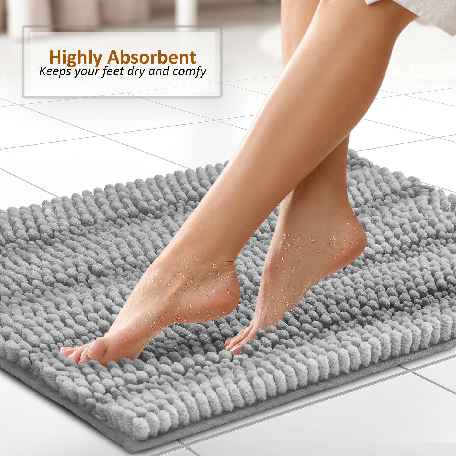 Bath Mats & Rugs - Bathroom Rugs & Bath Mat Set - 3 Piece Absorbent Chenille - 10 Colors! -