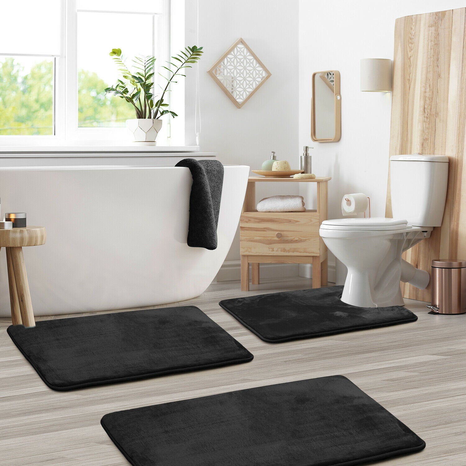 Bath Mats & Rugs - Memory Foam Bath Mat - Absorbent Bathroom Rugs Set -