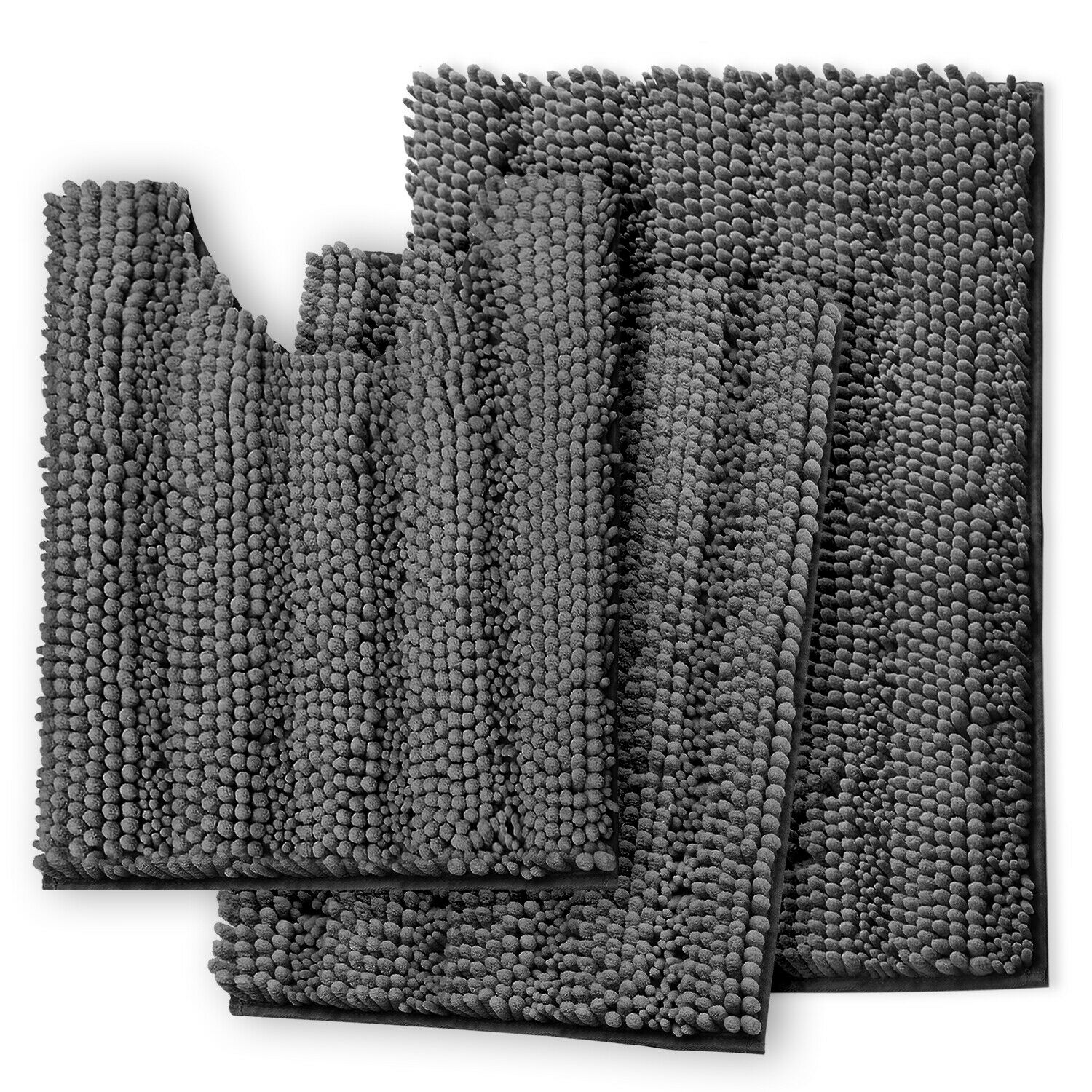 Bath Mats & Rugs - Bathroom Rugs & Bath Mat Set - 3 Piece Absorbent Chenille - 10 Colors! -