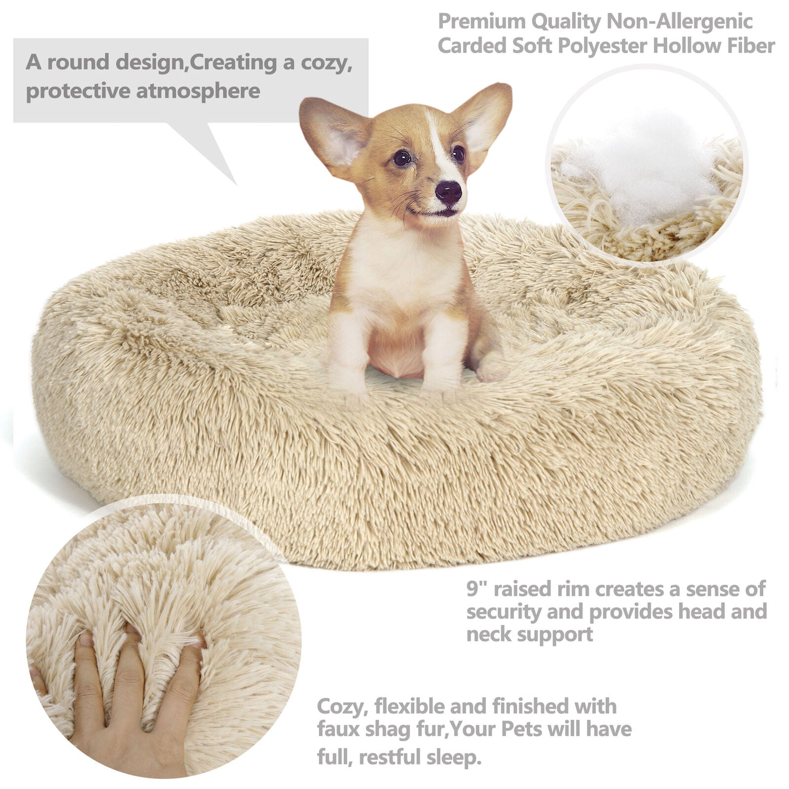 Pet Bed Accessories - Fluffy Dog Bed- Pet Donut Cuddler Cushion Mats -