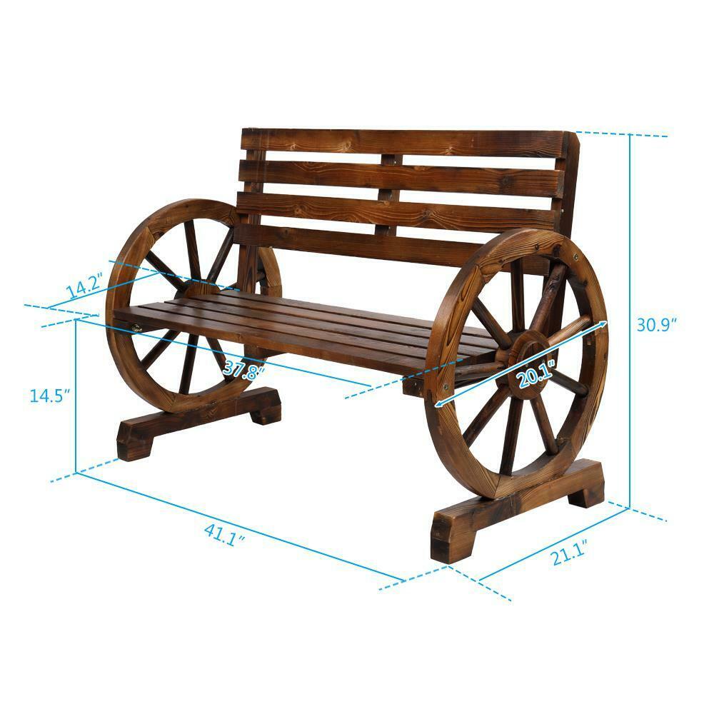 Benches - Furniture Patio Garden Bench - Outdoor Wagon Wheel Loveseat - 2 Person -