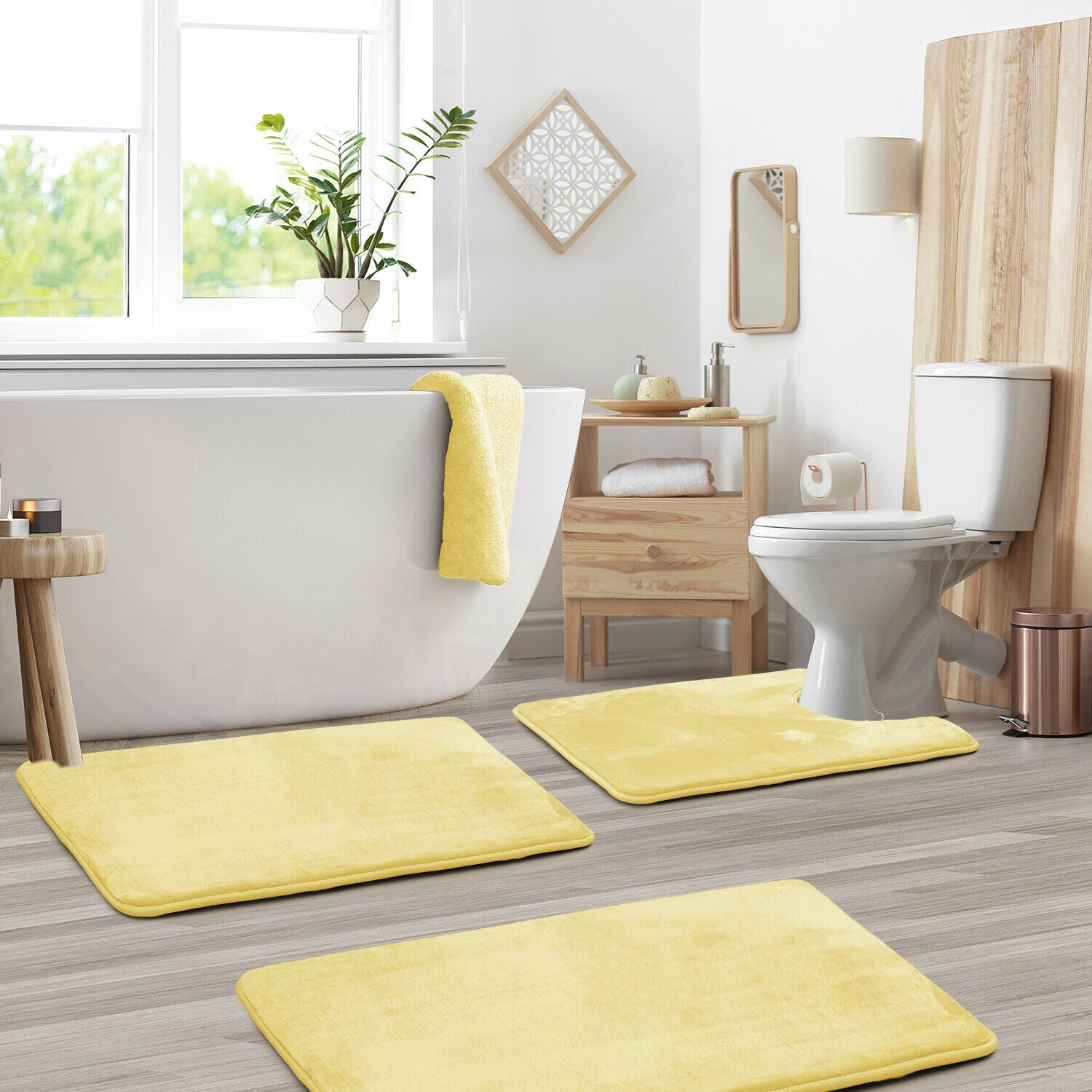 Bath Mats & Rugs - Memory Foam Bath Mat - Absorbent Bathroom Rugs Set -