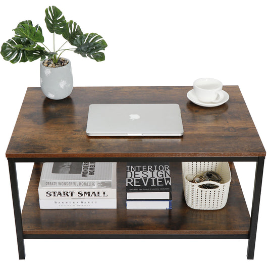 Coffee Tables - Rustic Coffee Table With Storage - Rectangular Wood 31" - Durable -