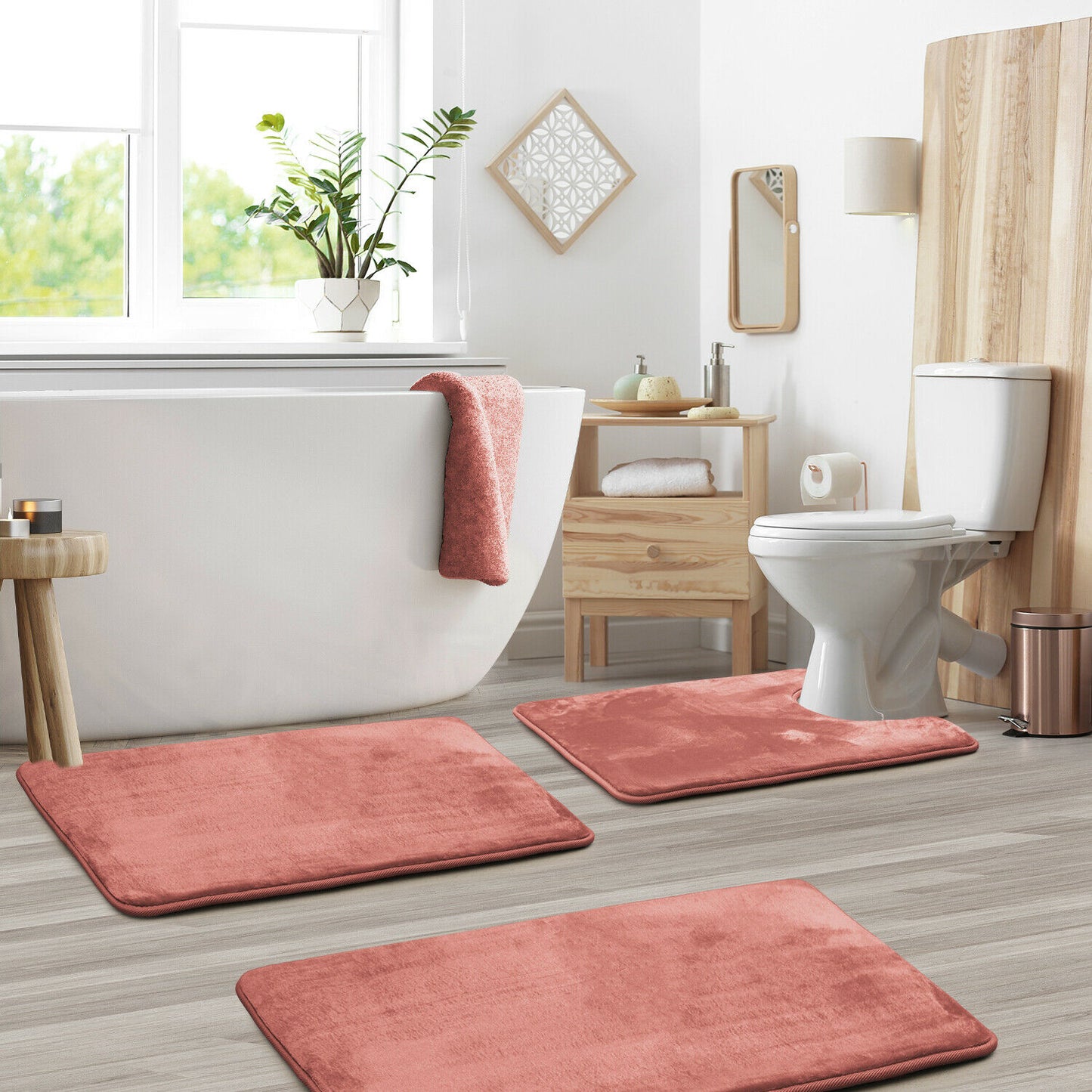 Bath Mats & Rugs - Memory Foam Bath Mat - Absorbent Bathroom Rugs Set -