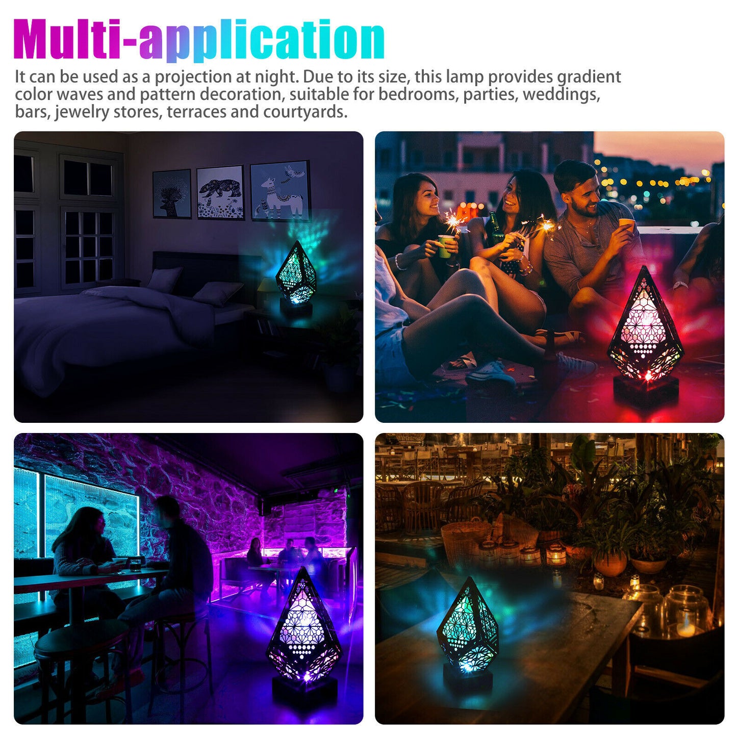 Lamps - Led Light - 3D Bohemian Colorful Night Light - Sky Projector Lamp -