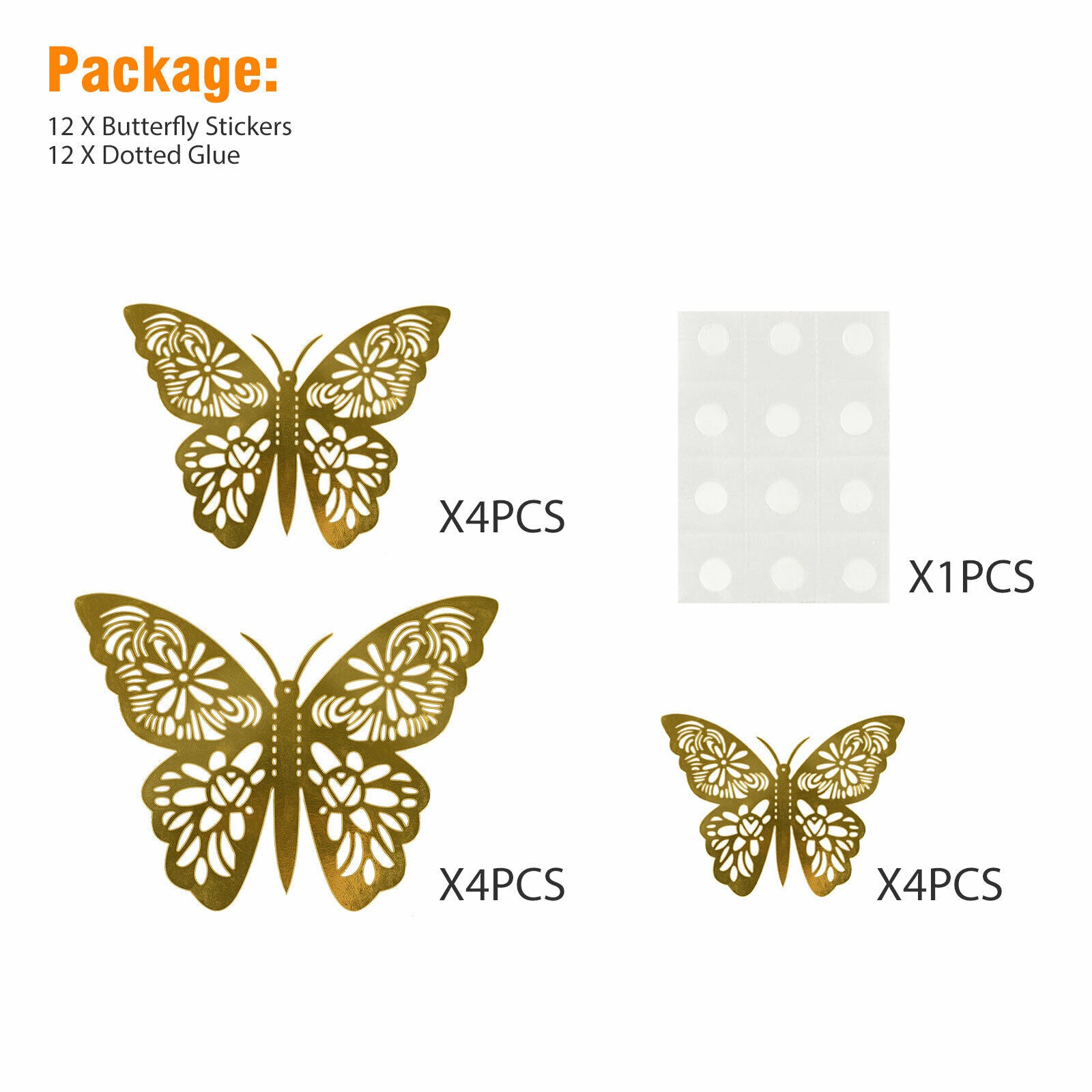 - Home Decor 3D Butterfly Wall Stickers- Art Wall Decorations 12pcs -