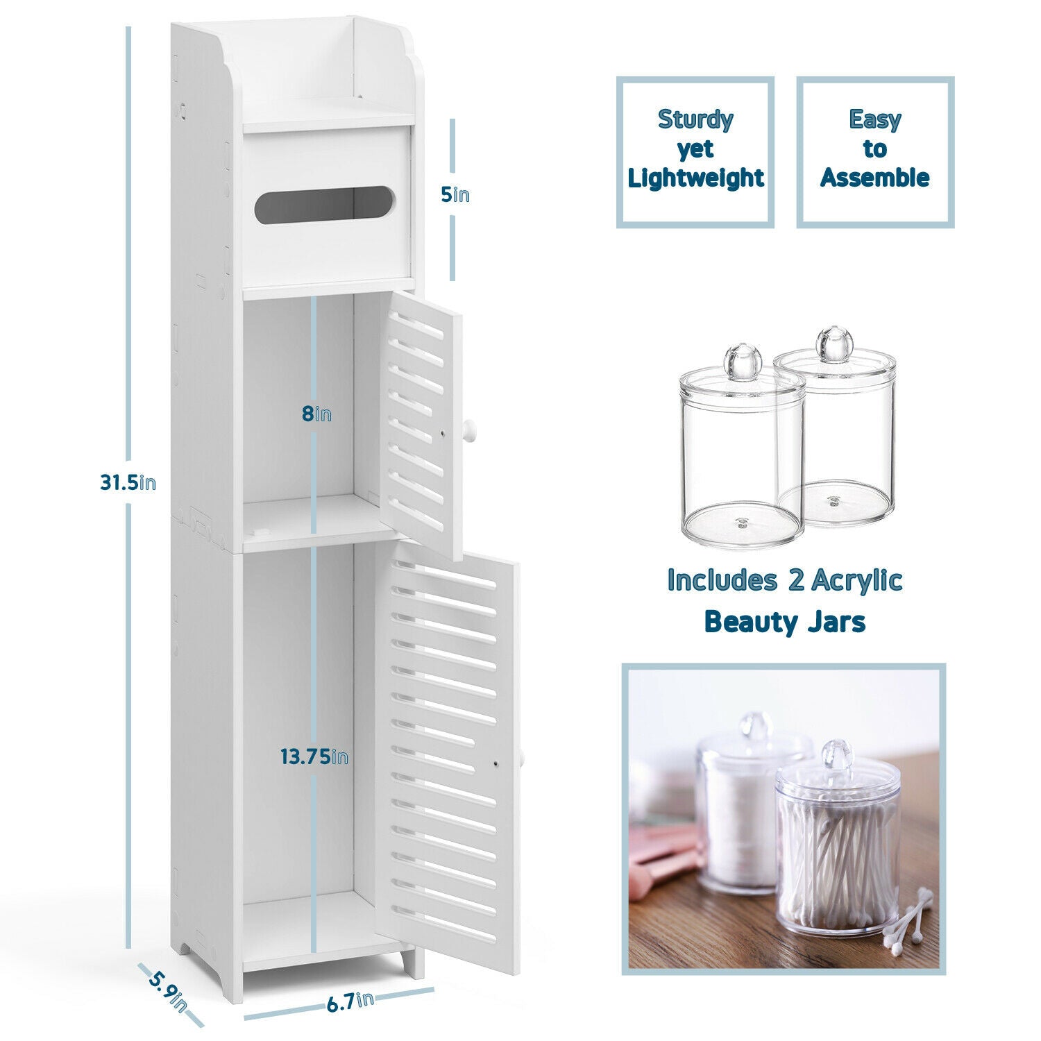 Toilet Paper Holder Stand,Small Bathroom Storage Cabinet for