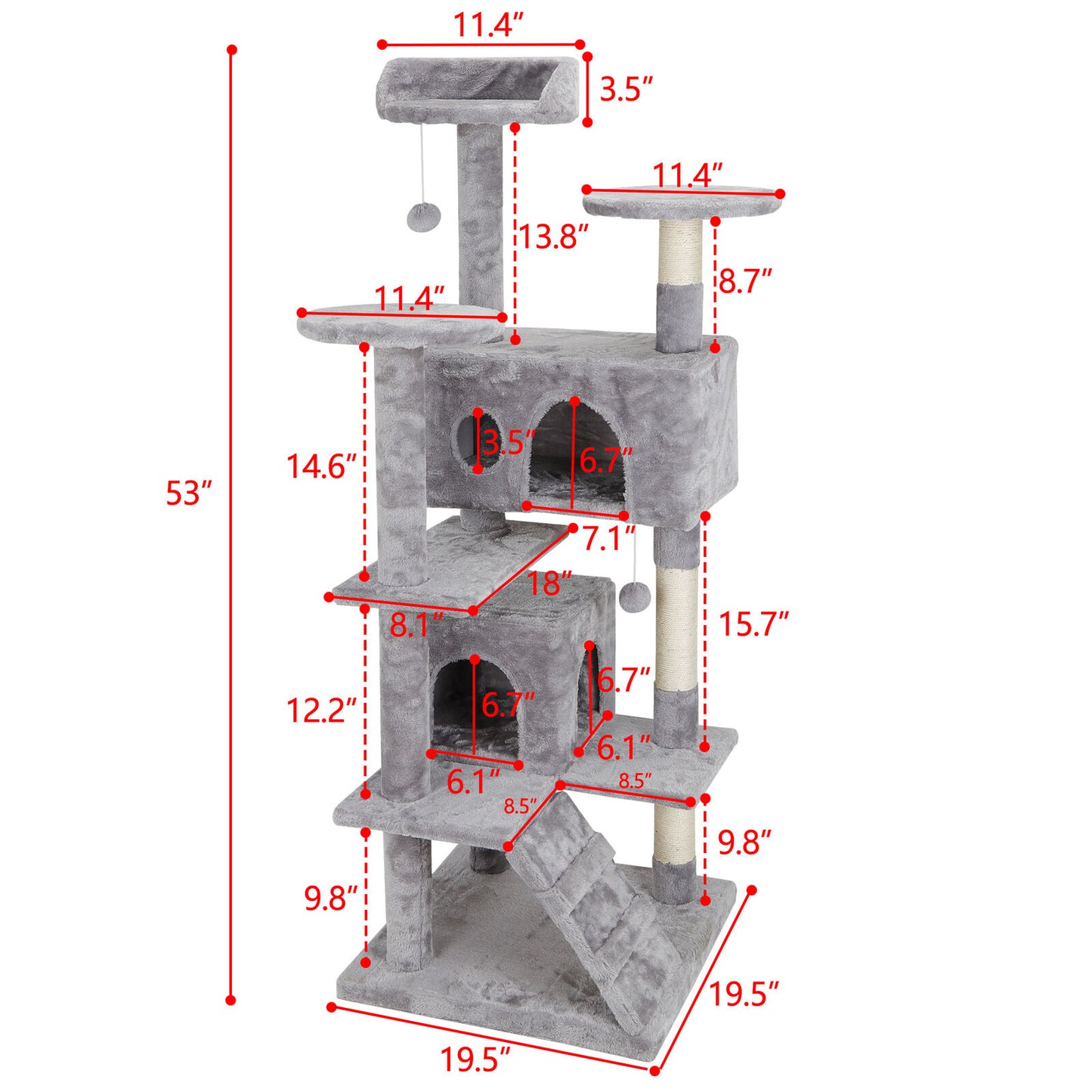 Cat Beds - Cat Tree Tower House - 53" -